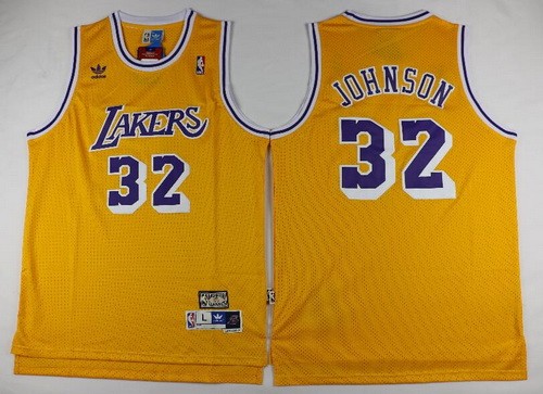 Los Angeles Lakers #32 Magic Johnson Yellow Hollywood Classic Throwback Swingman Jersey