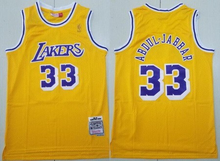 Los Angeles Lakers #33 Kareem Abdul Jabbar Yellow 1984 Throwback Swingman Jersey