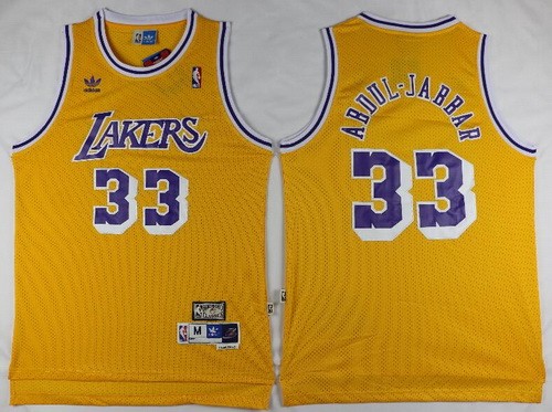 Los Angeles Lakers #33 Kareem Abdul Jabbar Yellow Hollywood Classic Throwback Swingman Jersey