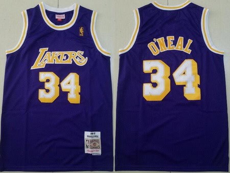 Los Angeles Lakers #34 Shaquille O'Neal Purple 1996 Swingman Jersey