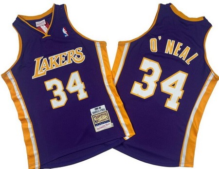 Los Angeles Lakers #34 Shaquille O'Neal Purple 1999 Throwback Swingman Jersey