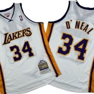 Los Angeles Lakers #34 Shaquille O'Neal White 2003 Throwback Swingman Jersey