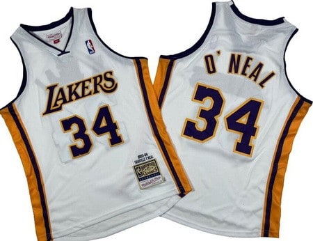 Los Angeles Lakers #34 Shaquille O'Neal White 2003 Throwback Swingman Jersey