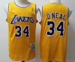 Los Angeles Lakers #34 Shaquille O'Neal Yellow 1996 Throwback Swingman Jersey