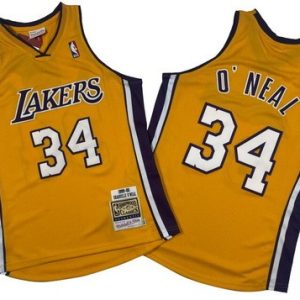 Los Angeles Lakers #34 Shaquille O'Neal Yellow 1999 Throwback Swingman Jersey