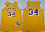 Los Angeles Lakers #34 Shaquille O'Neal Yellow Hollywood Classics Swingman Jersey