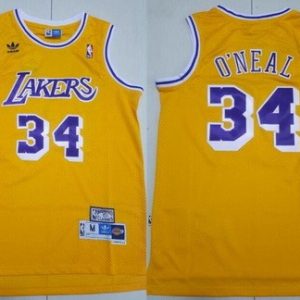 Los Angeles Lakers #34 Shaquille O'Neal Yellow Hollywood Classics Swingman Jersey