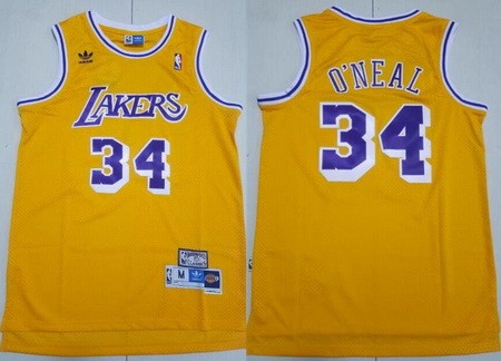 Los Angeles Lakers #34 Shaquille O'Neal Yellow Hollywood Classics Swingman Jersey