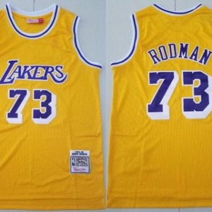 Los Angeles Lakers #73 Dennis Rodman Yellow 1998 Throwback Swingman Jersey