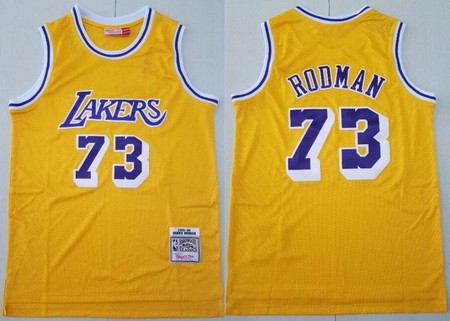 Los Angeles Lakers #73 Dennis Rodman Yellow 1998 Throwback Swingman Jersey