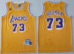 Los Angeles Lakers #73 Dennis Rodman Yellow Hollywood Classic Throwback Swingman Jersey
