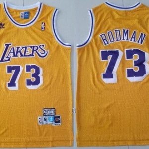 Los Angeles Lakers #73 Dennis Rodman Yellow Hollywood Classic Throwback Swingman Jersey