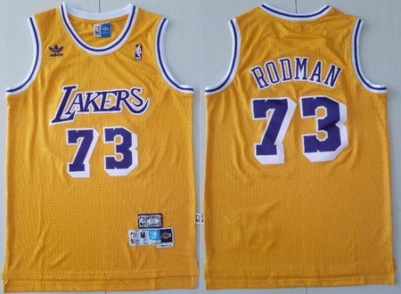 Los Angeles Lakers #73 Dennis Rodman Yellow Hollywood Classic Throwback Swingman Jersey