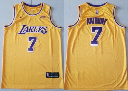 Los Angeles Lakers #7 Carmelo Anthony Yellow Icon Sponsor Swingman Jersey