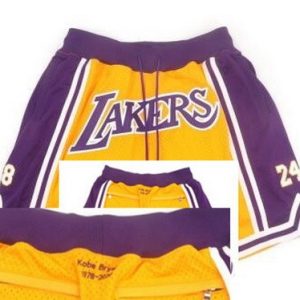 Los Angeles Lakers #8#24 Kobe Bryant Yellow Just Don Shorts