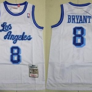 Los Angeles Lakers #8 Kobe Bryant White 1996 Throwback Swingman Jersey