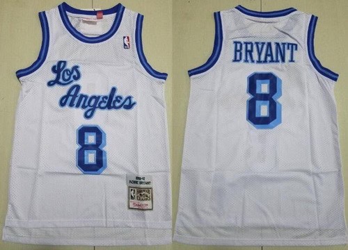 Los Angeles Lakers #8 Kobe Bryant White 1996 Throwback Swingman Jersey