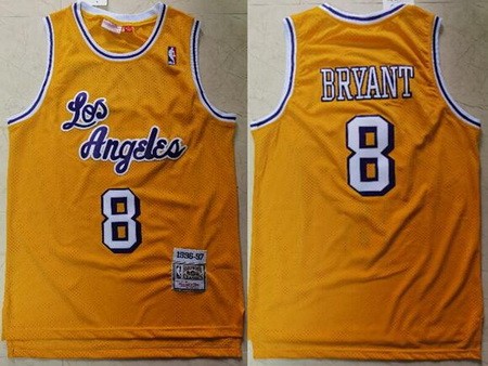 Los Angeles Lakers #8 Kobe Bryant Yellow 1997 Throwback Swingman Jersey