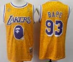 Los Angeles Lakers #93 Bape Yellow Swingman Jersey