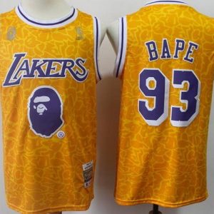 Los Angeles Lakers #93 Bape Yellow Swingman Jersey