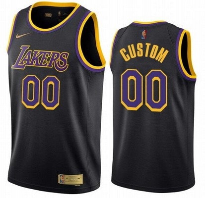 Los Angeles Lakers Custom Black 2021 Earned Icon Hot Press Jersey