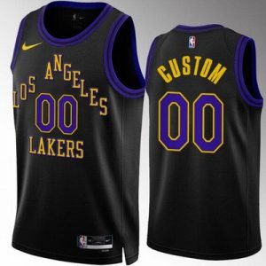 Los Angeles Lakers Custom Black 2023 City Icon Heat Press Jersey