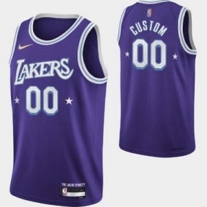 Los Angeles Lakers Custom Purple City Diamond 75th Icon Hot Press Jersey