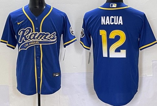Los Angeles Rams #12 Puka Nacua Limited Royal Fashion Baseball Jersey