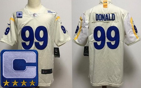 Los Angeles Rams #99 Aaron Donald Limited Bone C Patch Vapor Jersey
