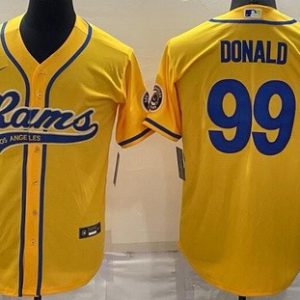 Los Angeles Rams #99 Aaron Donald Yellow Baseball Jersey