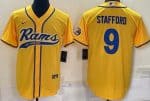 Los Angeles Rams #9 Matthew Stafford Yellow Baseball Jersey