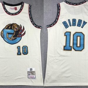 Memphis Grizzlies #10 Mike Bibby Cream Chainstitch Throwback Swingman Jersey