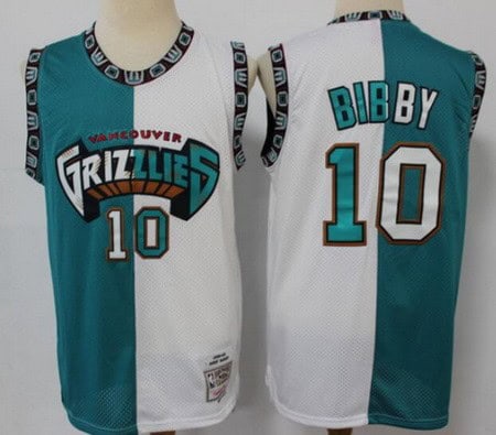 Memphis Grizzlies #10 Mike Bibby Green White Split Throwback Swingman Jersey