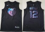 Memphis Grizzlies #12 Ja Morant Black Iridescent Holographic Icon Swingman Jersey