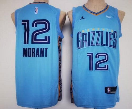 Memphis Grizzlies #12 Ja Morant Light Blue Statement Icon Sponsor Swingman Jersey
