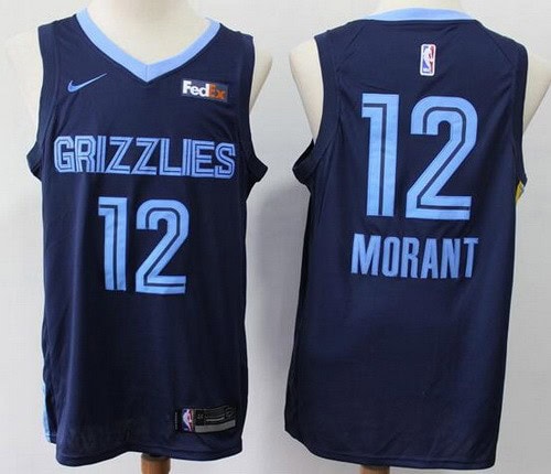 Memphis Grizzlies #12 Ja Morant Navy Icon Sponsor Swingman Jersey