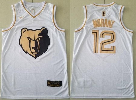 Memphis Grizzlies #12 Ja Morant White Gold Icon Swingman Jersey