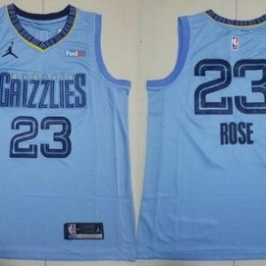 Memphis Grizzlies #23 Derrick Rose Blue Statement Icon Sponsor Swingman Jersey