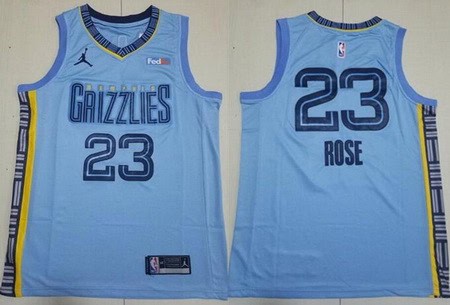 Memphis Grizzlies #23 Derrick Rose Blue Statement Icon Sponsor Swingman Jersey