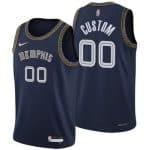 Memphis Grizzlies Custom Navy City Diamond 75th Icon Hot Press Jersey