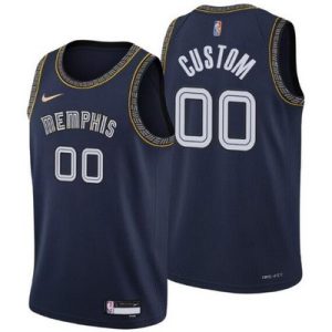 Memphis Grizzlies Custom Navy City Diamond 75th Icon Hot Press Jersey