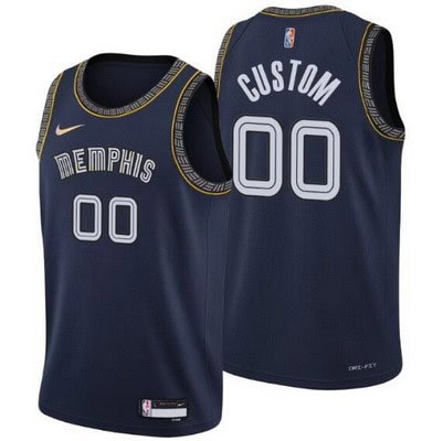 Memphis Grizzlies Custom Navy City Diamond 75th Icon Hot Press Jersey