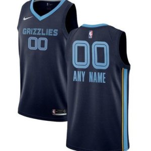 Memphis Grizzlies Custom Navy Icon Hot Press Jersey
