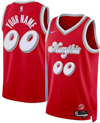 Memphis Grizzlies Custom Red 2024 City Heat Press Jersey