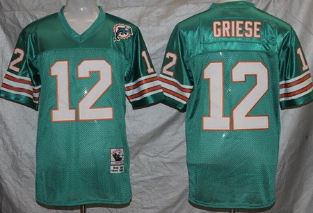 Miami Dolphins #12 Bob Griese Aqua Throwback Jersey