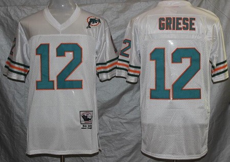 Miami Dolphins #12 Bob Griese White Throwback Jersey