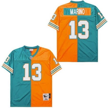 Miami Dolphins #13 Dan Marino Aqua Orange Split 1994 Throwback Jersey