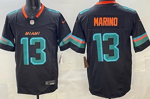 Miami Dolphins #13 Dan Marino Limited Black Rivalries FUSE Vapor Jersey