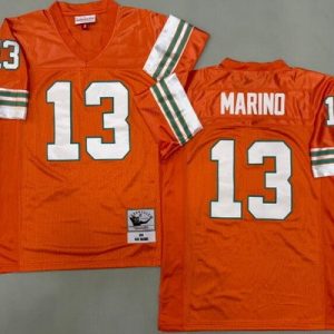 Miami Dolphins #13 Dan Marino Orange 1984 Throwback Jersey