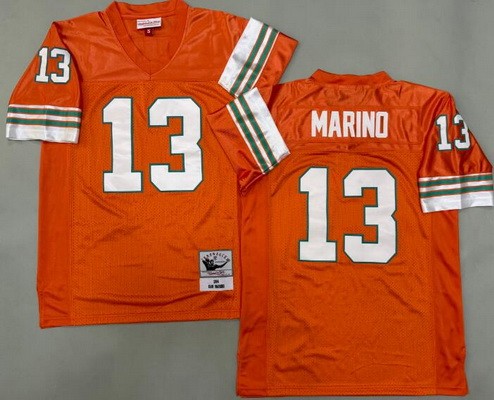 Miami Dolphins #13 Dan Marino Orange 1984 Throwback Jersey